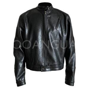 
Gu'anguan retro boys' American street motorcycle style leather jacket autumn and winter tall casual versatile stiff stand-up collar jacket
