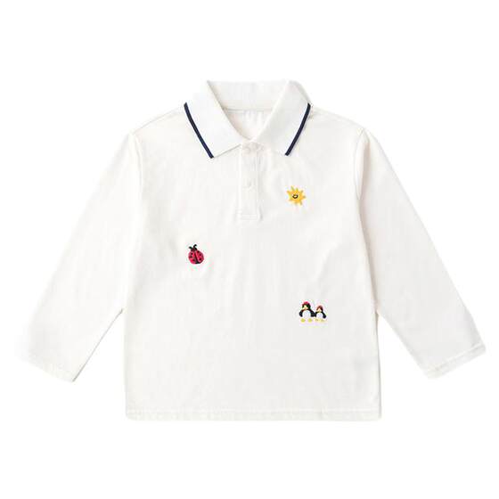 
[100% cotton] Dudujia boys' long-sleeved T-shirt spring children's white t-shirt spring clothes girls' shirts tops children's clothing