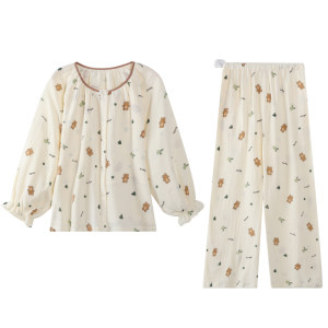 月子服春秋纯棉孕期产后孕妇十月份哺乳睡衣夏季薄款带胸垫家居服