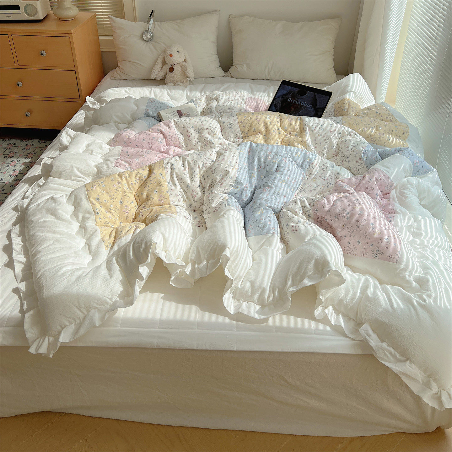 Одеяло в корейском стиле с большими кружевами, легкое всесезонное одеяло для двуспальной кровати, машинная стирка