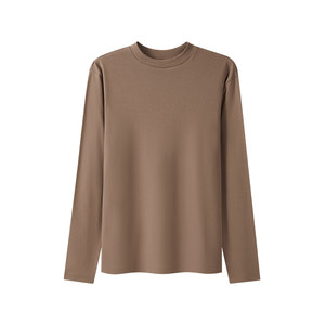
Three-gun women's bottoming shirt for autumn and winter Xinjiang long-staple cotton ribbed small round neck autumn coat Maillard can be worn outside and inside with a top