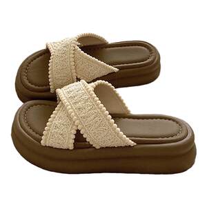 
Youyou vacation~! 4cm thick sole heightened outer slippers for women ins summer anti-slip breathable beach sandals trendy