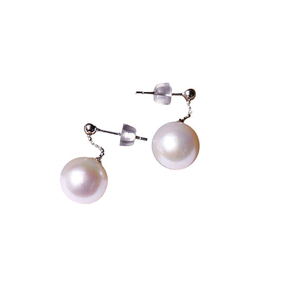 
High-quality natural freshwater pearls, 925 silver inlaid stud earrings, bright and round pearl earrings for women