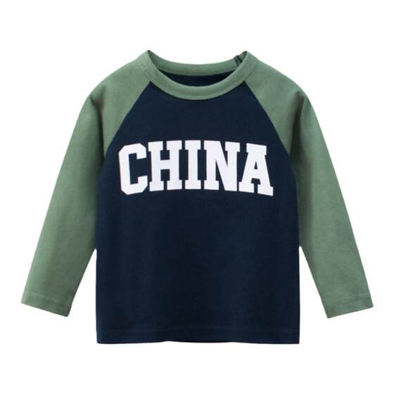 
27kids brand children's clothing boys pure cotton long-sleeved T-shirt Spring and Autumn Chinese children's base shirt spring clothes rag-sleeved sleeves