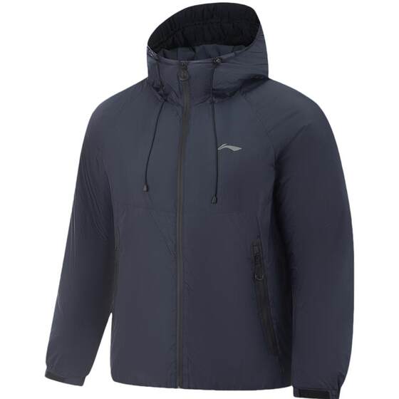 
Li Ning Jacket Fitness Series Men's reflective warm hooded windproof loose simple comfortable cotton jacket