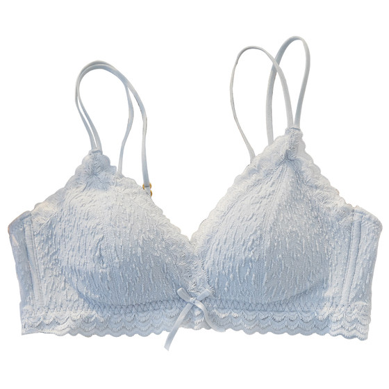 Triangle cup underwear female small breasts gathered in summer thin steel, no steel circle beautiful back, beautiful summer girl student bras set