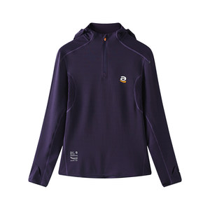 
STAW 0-degree running long sleeve far infrared heating hooded exercise quick drying plus velvet warm 3A antibacterial T-shirt for men