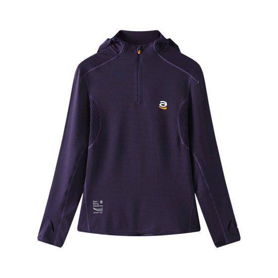 
STAW 0-degree running long sleeve far infrared heating hooded exercise quick drying plus velvet warm 3A antibacterial T-shirt for men