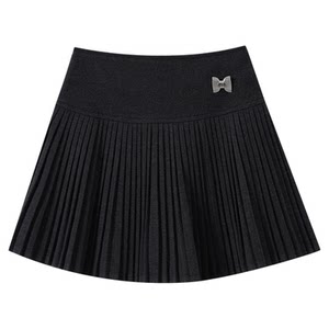 
DDXZ Yuko Korean short skirt autumn and winter woolen pleated skirt petite short a-line skirt bow skirt