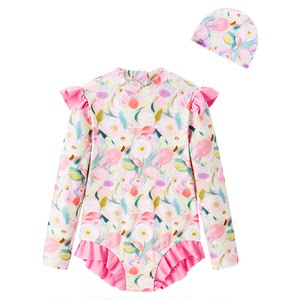 
[Anti-chlorine and high elasticity] MINIPEACE Peacebird children's clothing girls' swimwear children's summer long-sleeved baby one-piece swimsuit