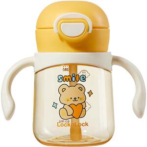 Lock and Lock learning drinking cup baby PPSU direct drinking straw bottle for children over one year old water cup household milk cup
