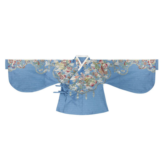 
Parrot Crying with Joy Ming Dynasty multi-color cloud shoulder sleeves woven gold cross-collar coat Chinese style Hanfu imitation makeup flower horse face skirt