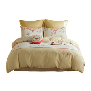 
Love 60 pieces of tribute satin cotton four-piece set pure cotton light luxury set new Chinese style embroidered quilt cover gift box set