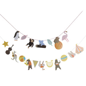 
Tropical Rainforest Circus Cartoon Animal Birthday Flag Bunting Children's Party Scene Layout Classroom Decoration