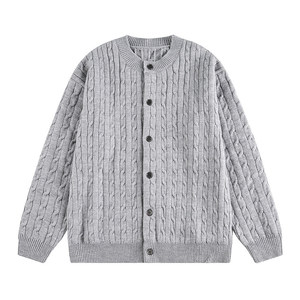 
Syri [twisted texture] solid color cardigan sweater for men and women, early autumn, versatile loose sweater jacket