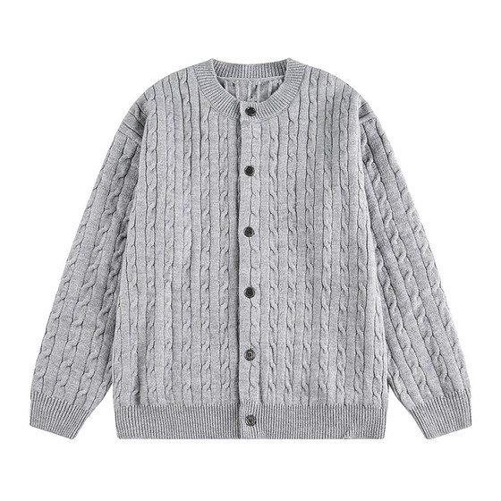 
Syri [twisted texture] solid color cardigan sweater for men and women, early autumn, versatile loose sweater jacket