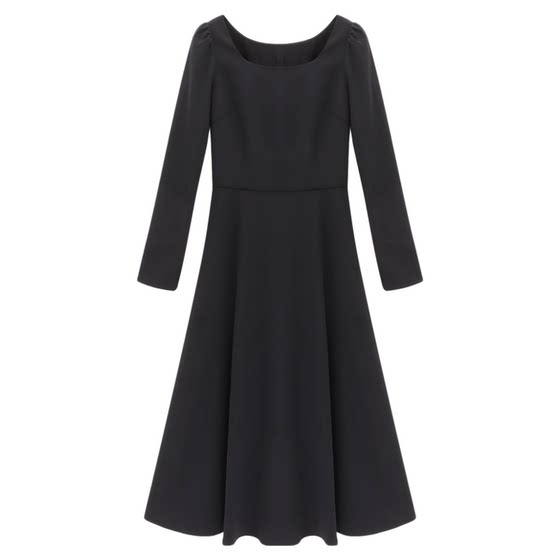 
ROCOCO/Rococo French Hepburn style square neck puff sleeve dress elegant light luxury high waist long sleeve skirt