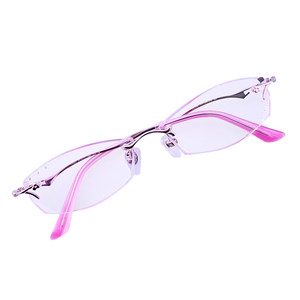 Temperament, myopia, pure titanium, diamond, frameless, cut edge eyeglass frame, eyeglass frame, women's fashion frame, including lenses, lightweight and anti blue light