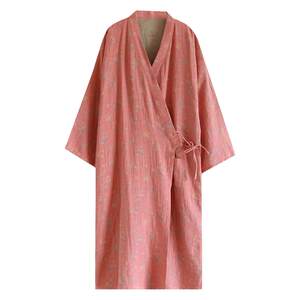 Pure cotton gauze pajamas, women's thin cotton retro jacquard pajamas, bathrobes, Japanese kimonos, sweat steamed clothes, home clothes