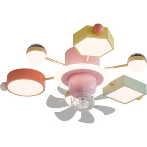 
Eye protection children's room 360 degree rotating fan lamp cartoon boy and girl bedroom lamp animal starry sky building block ceiling lamp