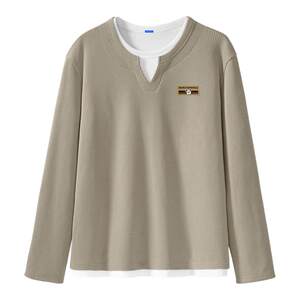 
Mark Huafei long-sleeved T-shirt men's 2026 new spring and autumn men's casual tops fake two-piece bottoming shirt men's X