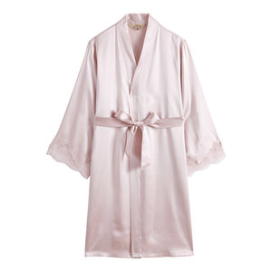 
American-label suspender silk nightgown bathrobe bathrobe morning robe two-piece pajamas women's spring and summer heavy mulberry silk nightgown home clothes