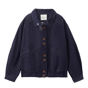 
Designer Giordano Denim Jacket Women's Topstitched Large Pocket Stand Collar Loose Denim Jacket 18375810