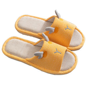 
Linen slippers for women spring and autumn indoor home non-slip soft bottom home four seasons cotton and linen breathable floor mute fabric for men