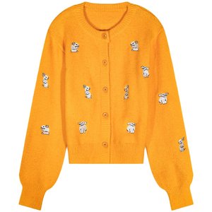
Luoluo introduction cardigan sweater women's new 2025 winter design niche outerwear yellow jacket