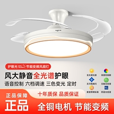 Потолочный вентилятор 隐形风扇灯全光谱吊扇灯家用客厅餐厅卧室吸顶灯变频静音风扇吊灯