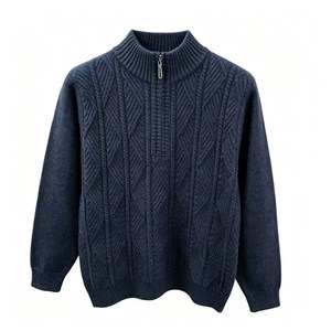 
Hengyuanxiang 100% pure wool sweater men's half turtleneck autumn and winter thickened warm sweater middle-aged knitted bottoming shirt
