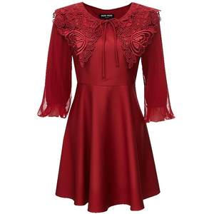 Vero Moda Outlet Dress Fall Clearance A-line Skirt Three-quarter Sleeves Romantic Elegant Lace Neckline