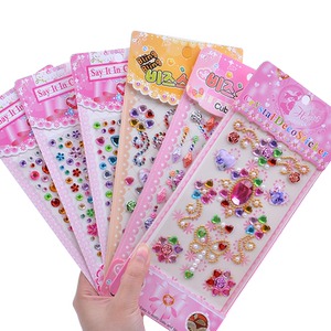 
Children's Day Stickers Children's Gemstone Diamond Crystal Stickers 3D Three-dimensional Cartoon Paste Girl Princess Reward