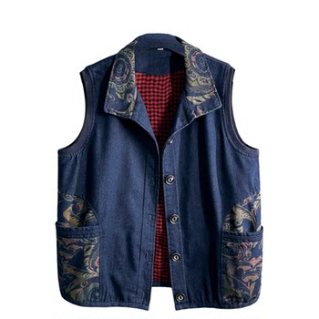Spring and autumn large -size denim mother style vest vest
