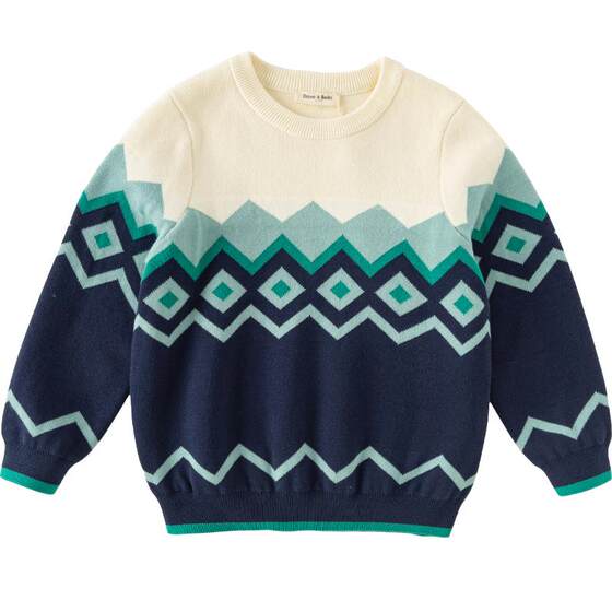 
David Bella boys sweater 2026 winter new style children's style pure cotton knitted pullover medium and large children's bottoming shirt