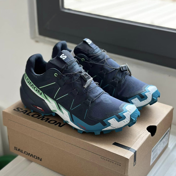 Salomon Speedcross 6萨洛蒙黑绿拼色抗冲击耐磨男士户外越野跑鞋