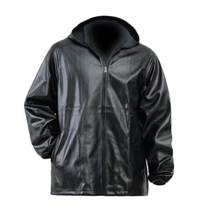 Single leather jacket and pants set for spring and autumn loose fit plus size middle-aged and elderly men's labor protection waterproof and oil resistant leather jacket work clothes