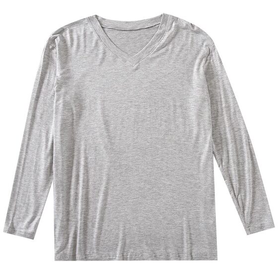 Modal men's pajamas summer top long -sleeved single size, large size loose elastic thin bottom shirt spring and autumn T -shirt
