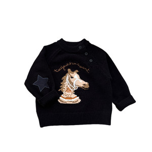 
Baby boy spring and autumn cartoon sweater suit boy Korean style casual pullover sweater baby loose bloomers