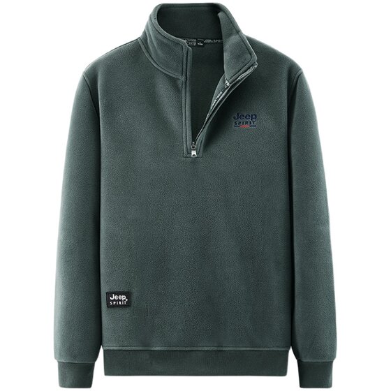 
Jeep JEEP polar fleece jacket men's autumn and winter middle-aged and elderly dad half-zip top casual sports sweatshirt