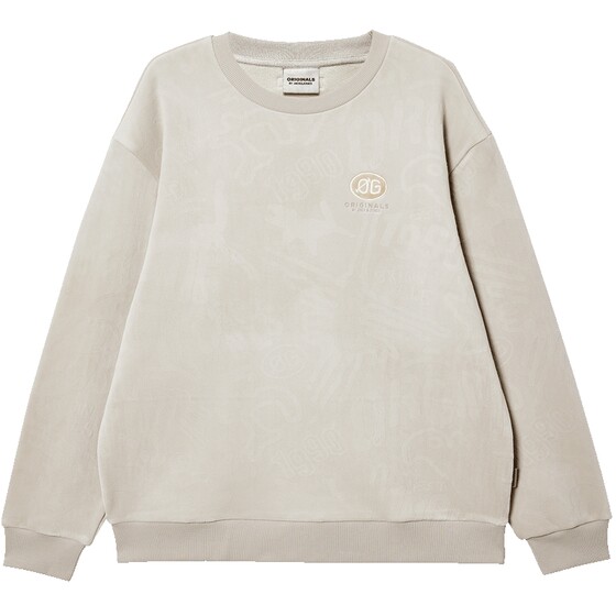 
Jack Jones Men's Spring Sweatshirt Top Exquisitely Embroidered Leather LOGO Simple Casual Ribbed Round Neck Versatile