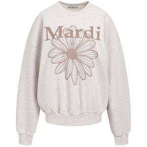 MardiMercredi small daisy black pink printed sweatshirt for women loose Korean light cotton top new style
