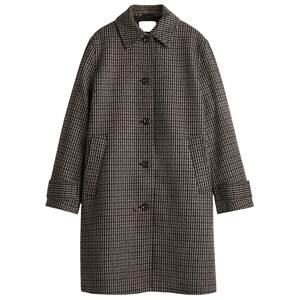 
HM women's woolen coat winter temperament top single-breasted plaid long coat 1298554