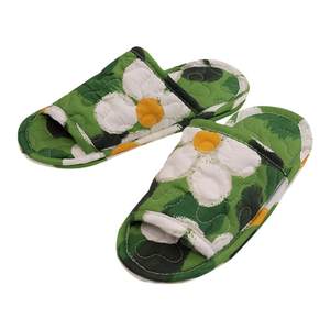 Korean pastoral flower fabric slippers home four seasons couple quiet non -skid slippers can wash the bedroom living room dragging
