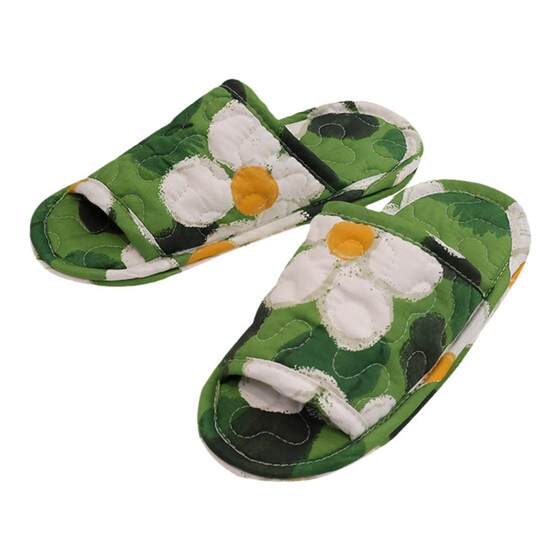 Korean pastoral flower fabric slippers home four seasons couple quiet non -skid slippers can wash the bedroom living room dragging
