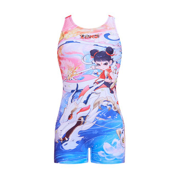 Zhouke girls one-piece flat corner professional swimming swimsuit
