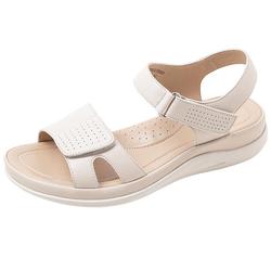 Kangli Beach Sandals Women's 2023 Summer New Thick-soled Genuine Leather Velcro Flat-soled Casual Sports Sandals