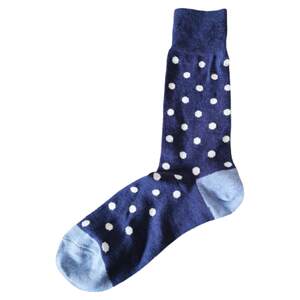 
Qingdao Foreign Trade Men's Cotton Dots Dark Blue Long Gentlemen's Socks Contrast Color Thick Line Spring and Autumn Style Polka Dots