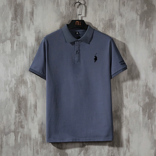 Элитная футболка polo, летняя хлопковая шелковая футболка с коротким рукавом, с вышивкой