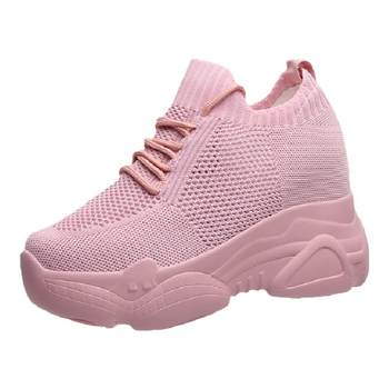 Thick-soled pink ins trendy and breathable foot-showing 8cm dad shoes